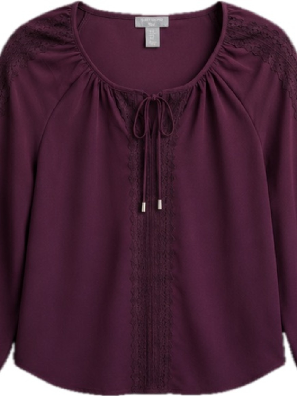Plum Purple Lace-Trim Blouse